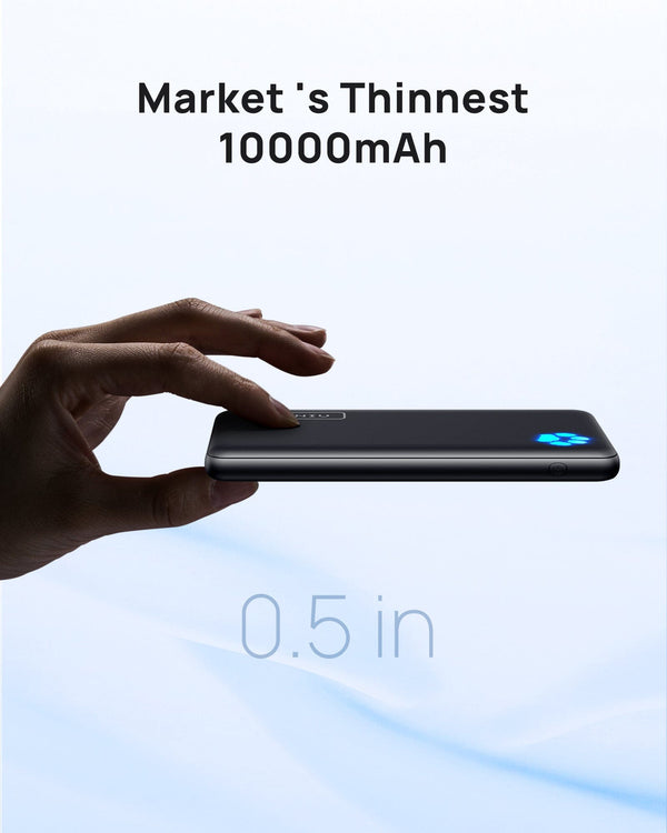 Iniu B41 Portable Charger, 15W High Speed Charging Slimmest 10,000mAh Power Bank Blue | US-HQAFP6583