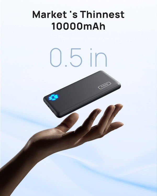 Iniu B41 Portable Charger, 15W High Speed Charging Slimmest 10,000mAh Power Bank Blue | US-HQAFP6583