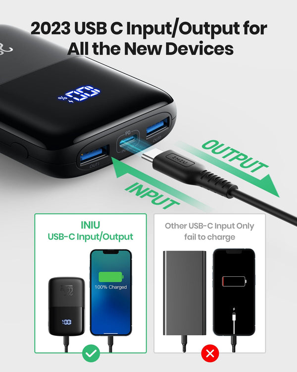 Iniu B61 10000mAh, 3-Port Design Power Bank Black | US-QAIXJ5078