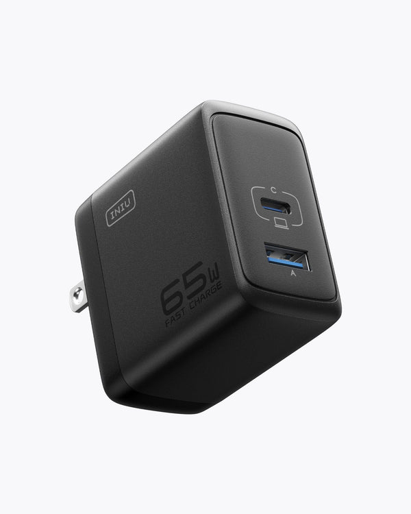 Iniu I625 65W USB A+C Ports Wall Charger, GaN Material Chargers Black | US-DFWUX0357